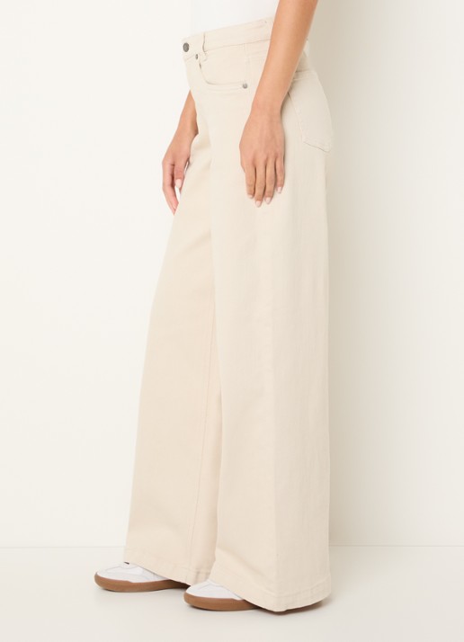 My Essential Wardrobe Dango high waist wide leg jeans met gekleurde wassing - detail 5 beige