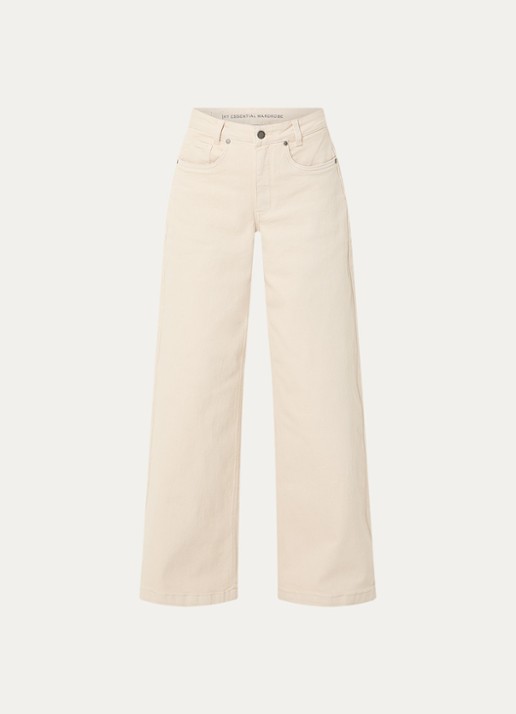 My Essential Wardrobe Dango high waist wide leg jeans met gekleurde wassing - voorkant 2 beige