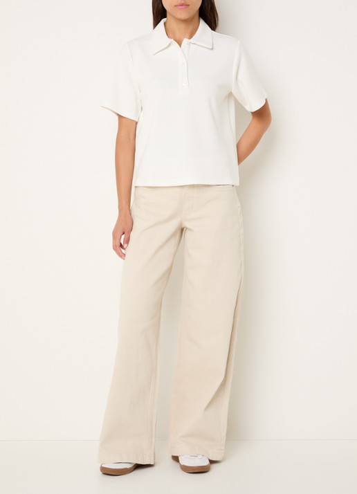 My Essential Wardrobe Dango high waist wide leg jeans met gekleurde wassing - voorkant 3 beige