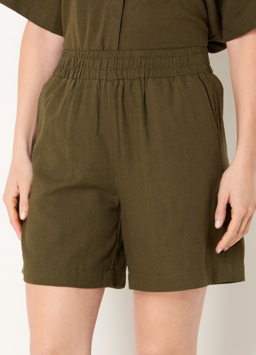 My Essential Wardrobe Dia high waist wide fit korte broek in linnenblend