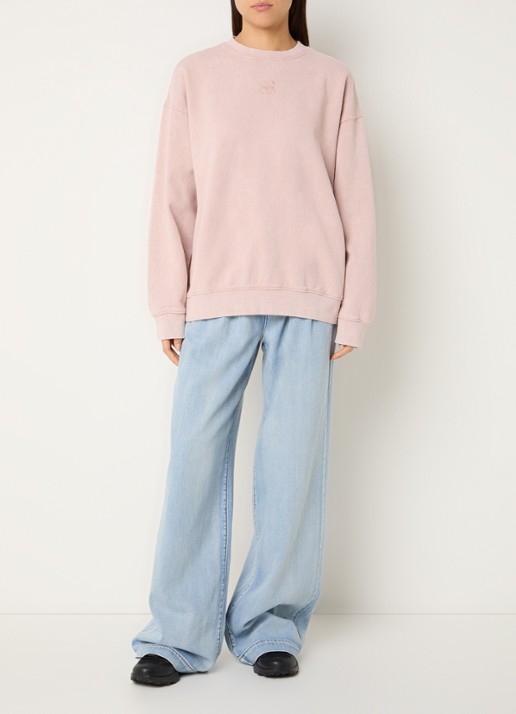 My Essential Wardrobe Diego sweater met logoborduring - voorkant 2 oudroze