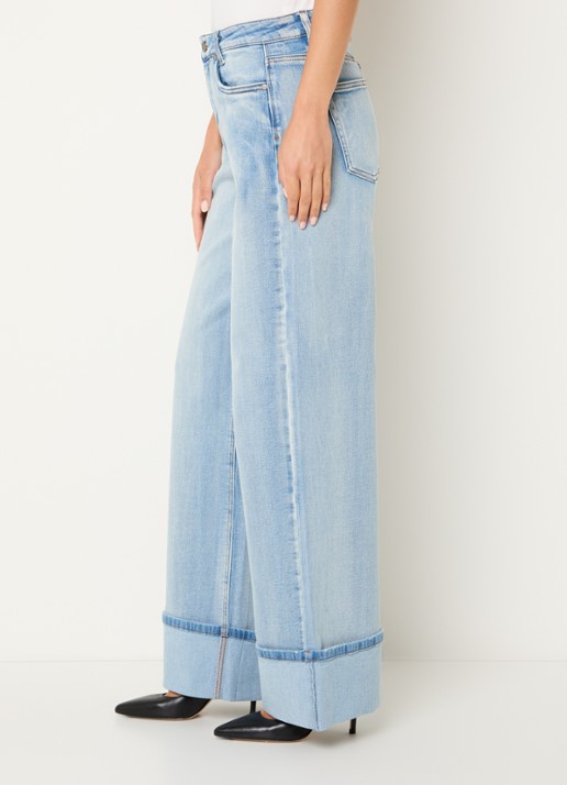 My Essential Wardrobe Dikan high waist wide leg jeans met lichte wassing - detail 5 indigo