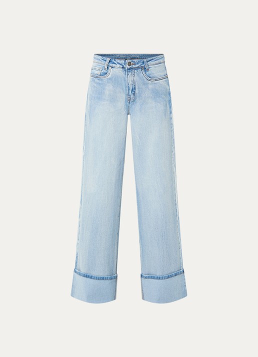 My Essential Wardrobe Dikan high waist wide leg jeans met lichte wassing - voorkant 2 indigo