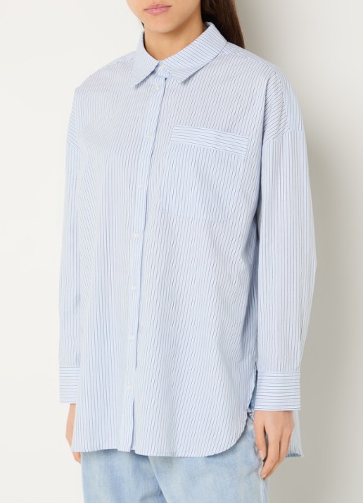 My Essential Wardrobe Feline blouse met streepprint en borstzak