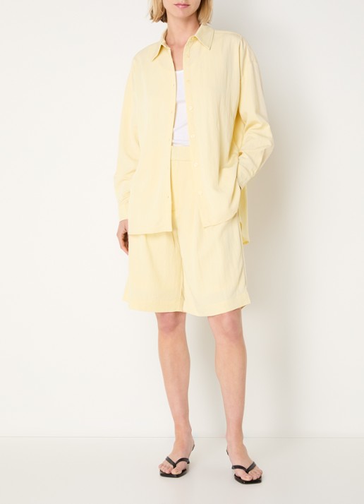 My Essential Wardrobe Gilda blouse met kraag - voorkant 3 lichtgeel