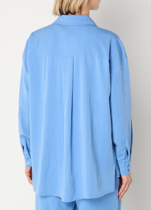 My Essential Wardrobe Gilda blouse met kraag - achterkant blauw