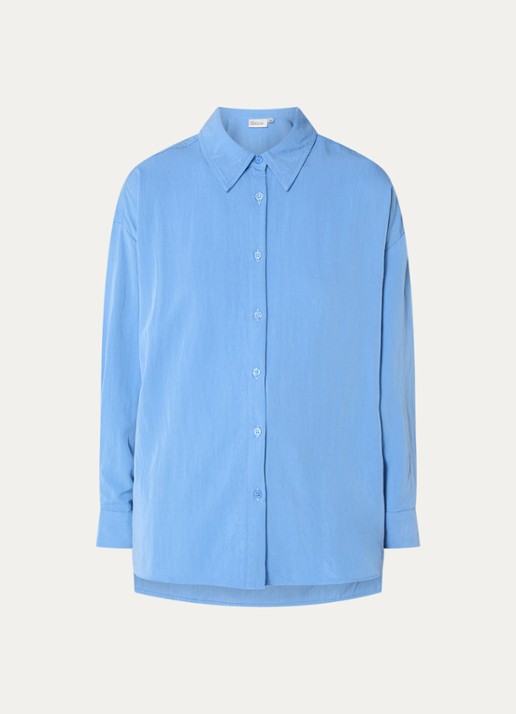 My Essential Wardrobe Gilda blouse met kraag - voorkant 3 blauw