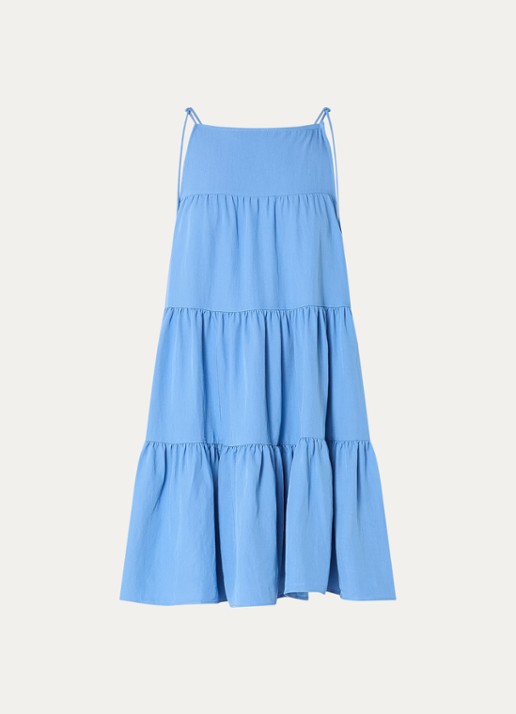 My Essential Wardrobe Gilda mini jurk met plooien - voorkant 2 blauw