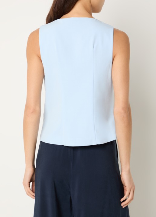 My Essential Wardrobe Hace gilet met asymmetrische hals en plooidetail - achterkant 3 lichtblauw
