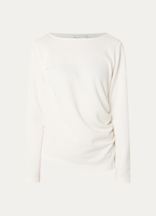 My Essential Wardrobe Helle top met plooidetail - voorkant 3 wit