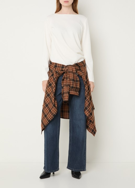My Essential Wardrobe Helle top met plooidetail - voorkant 4 wit