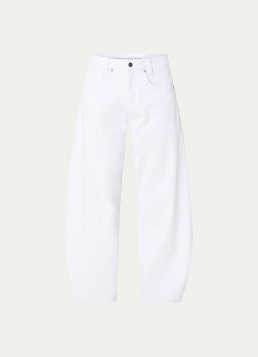 My Essential Wardrobe Hottie mid waist balloon fit jeans met gekleurde wassing  - voorkant 4 wit