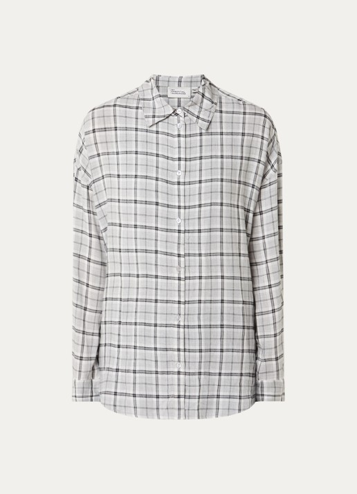 My Essential Wardrobe Iris blouse met ruitdessin - voorkant lichtgrijs