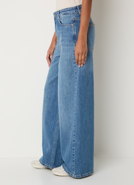 My Essential Wardrobe Jessie low waist wide leg jeans met medium wassing - detail 2 indigo