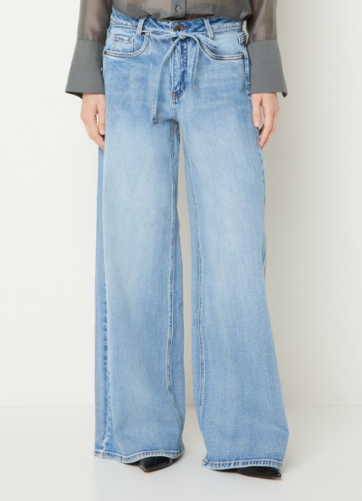 My Essential Wardrobe Karo 144 high waist wide leg jeans met lichte wassing