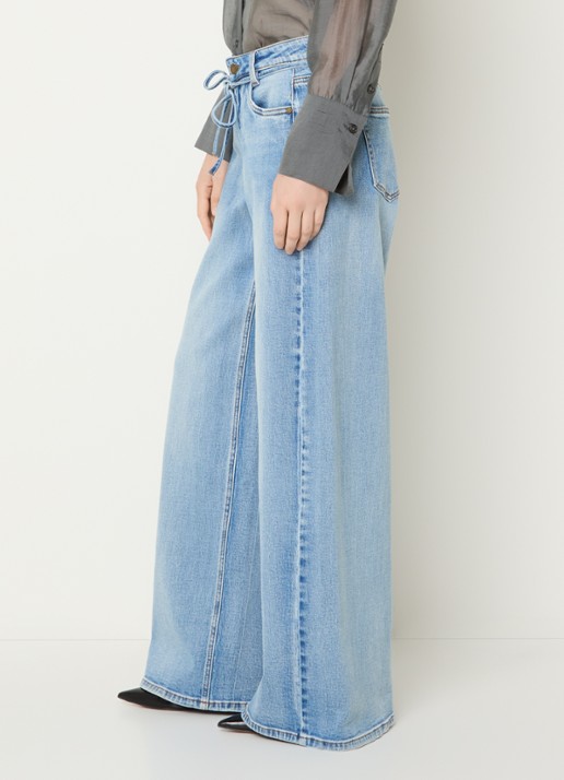 My Essential Wardrobe Karo 144 high waist wide leg jeans met lichte wassing - detail 5 indigo