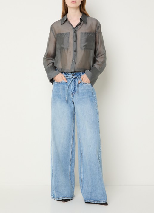 My Essential Wardrobe Karo 144 high waist wide leg jeans met lichte wassing - voorkant 2 indigo