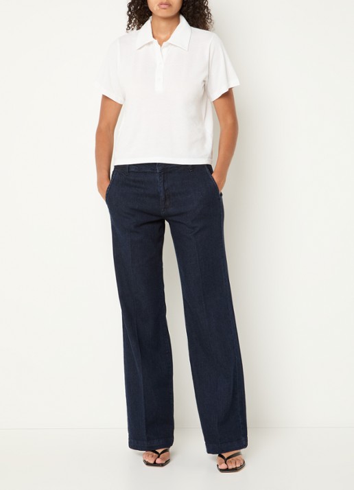 My Essential Wardrobe Lara high waist loose fit jeans met donkere wassing - voorkant 2 indigo