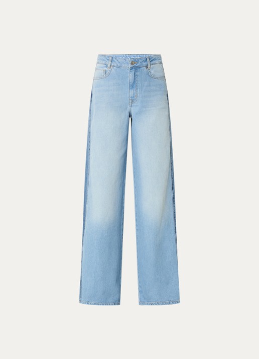 My Essential Wardrobe Lise high waist wide leg jeans met lichte wassing - voorkant 4 indigo