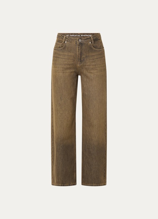 My Essential Wardrobe Louis high waist wide leg jeans met gekleurde wassing - voorkant 4 orange