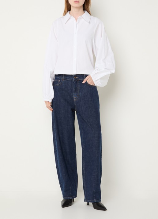 My Essential Wardrobe Lucy 187 high waist loose fit jeans met donkere wassing - voorkant 5 indigo