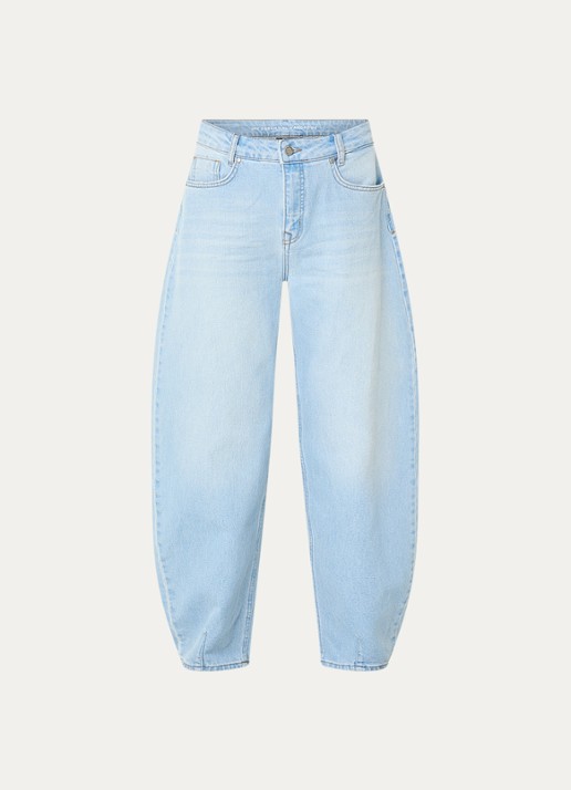 My Essential Wardrobe Lucy high waist balloon fit jeans met lichte wassing en steekzakken  - voorkant 4 indigo