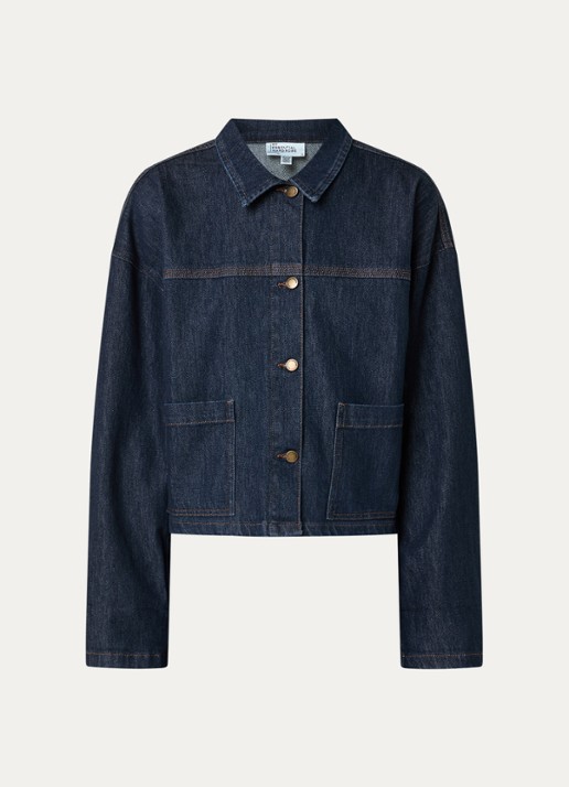 My Essential Wardrobe Malle spijkerjas met opgestikte zakken - voorkant indigo