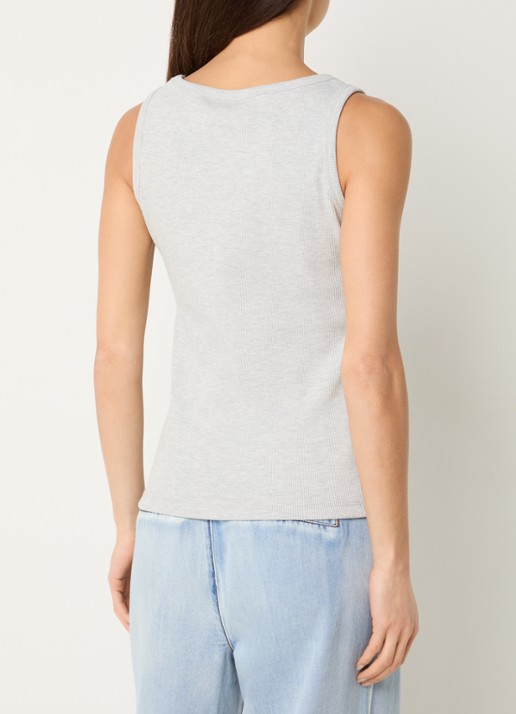 My Essential Wardrobe Mandy tanktop met logoborduring - achterkant 3 lichtgrijs