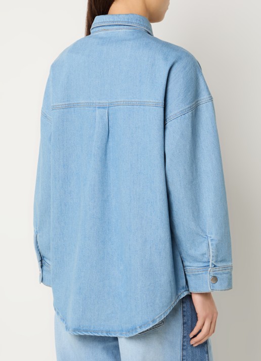 My Essential Wardrobe Mazie blouse van denim met borstzakken - achterkant indigo