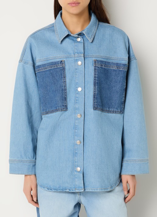My Essential Wardrobe Mazie blouse van denim met borstzakken