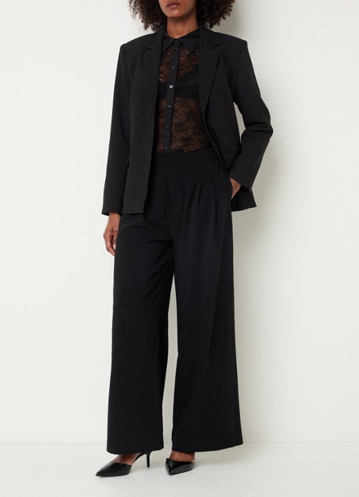My Essential Wardrobe Milan blazer met klepzakken - voorkant 2 zwart
