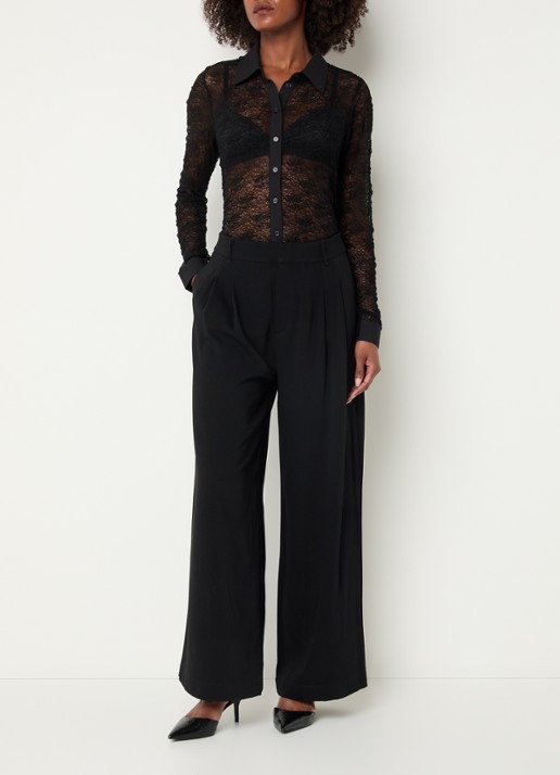 My Essential Wardrobe Mille high waist flared fit pantalon - voorkant 2 zwart