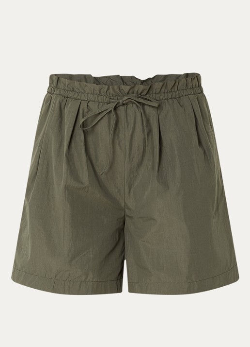 My Essential Wardrobe Mulla high waist straight fit korte broek met steekzakken - voorkant groen