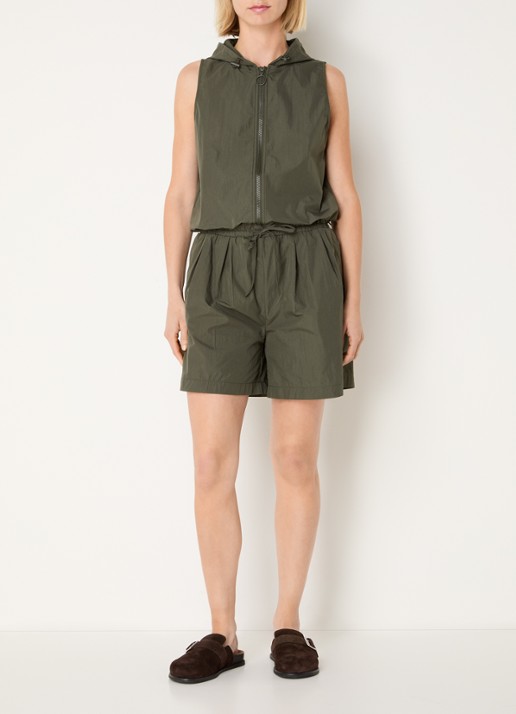 My Essential Wardrobe Mulla high waist straight fit korte broek met steekzakken - voorkant 2 groen