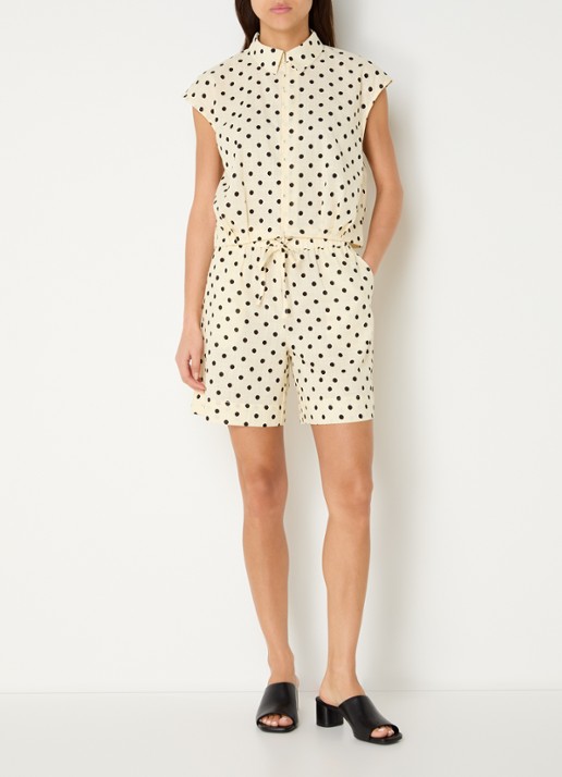 My Essential Wardrobe Nada top met stippenprint - voorkant 4 gebroken wit