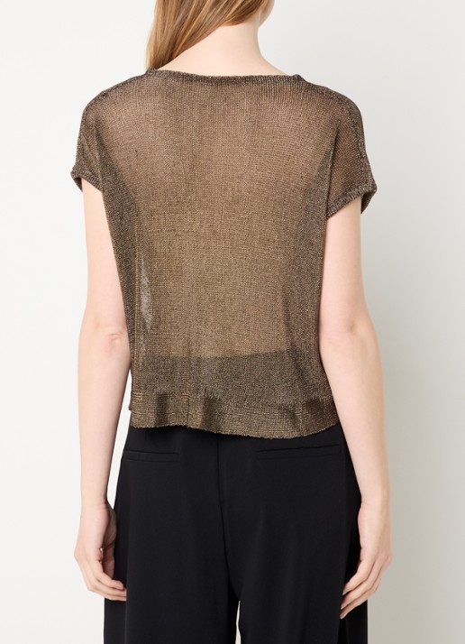 My Essential Wardrobe Olly top met opengewerkt dessin - achterkant 4 goud