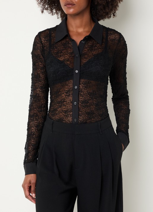 My Essential Wardrobe Rita semi-transparante blouse van kant