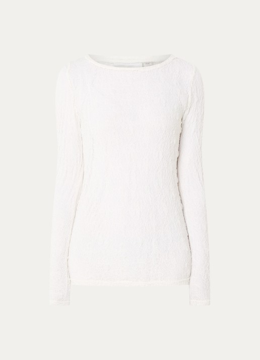 My Essential Wardrobe Rita top met opengewerkt dessin - voorkant 2 gebroken wit
