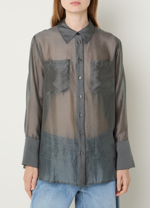 My Essential Wardrobe Smilla semi-transparante blouse met borstzakken