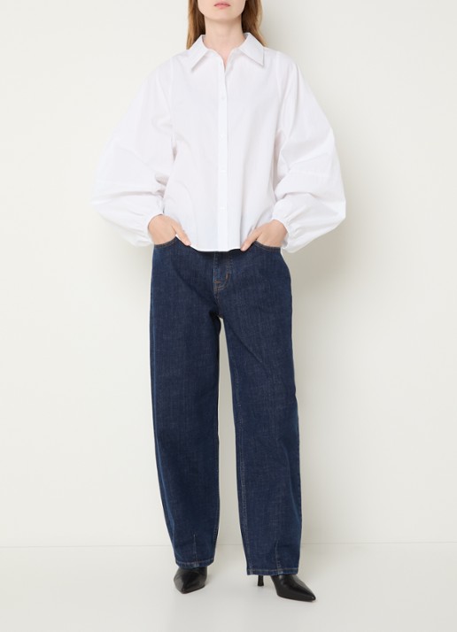 My Essential Wardrobe Sunna blouse met ballonmouw - voorkant 4 wit