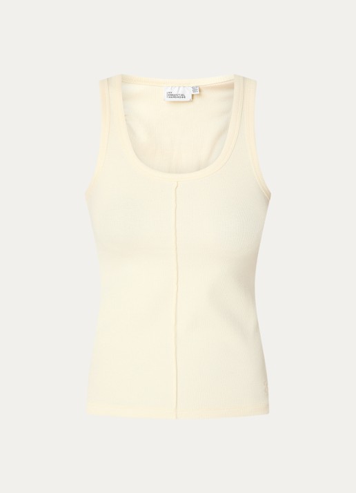 My Essential Wardrobe Tanktop met ribstructuur - voorkant lichtgeel