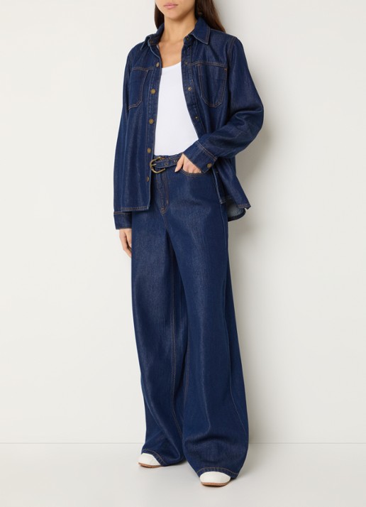 My Essential Wardrobe Tasma high waist loose fit jeans met ceintuur - voorkant 5 indigo