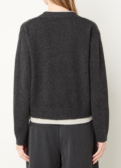 My Essential Wardrobe Tracy fijngebreid vest in wolblend - achterkant antraciet
