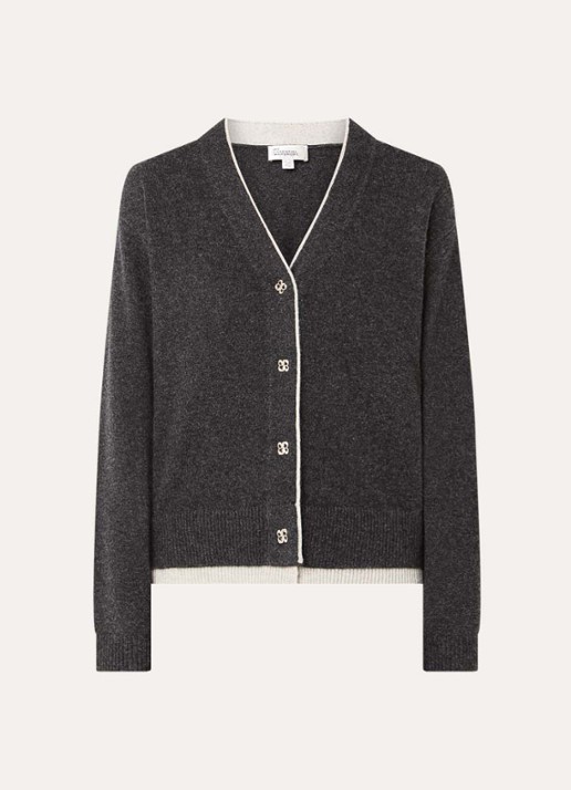 My Essential Wardrobe Tracy fijngebreid vest in wolblend - voorkant 2 antraciet