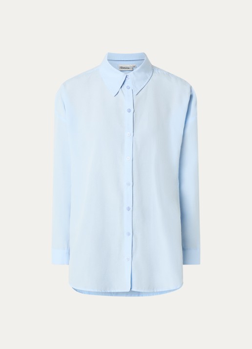 My Essential Wardrobe Vilda blouse met split - voorkant lichtblauw