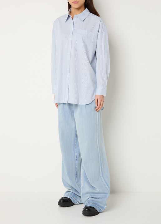 My Essential Wardrobe Zito 171 high waist wide leg jeans - voorkant 4 lichtblauw