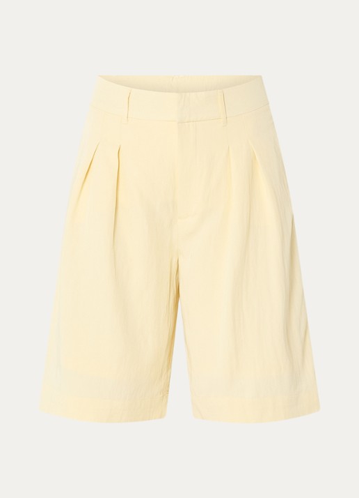 My Essential Wardrobe Zoe high waist wide fit korte broek - voorkant 3 lichtgeel