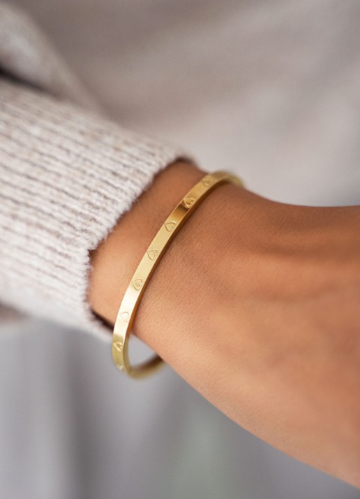 My Jewellery Bangle engraved hearts - voorkant 2 goud