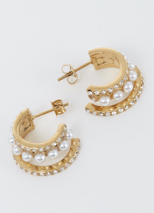 My Jewellery Earring strass/pearls - detail 3 goud
