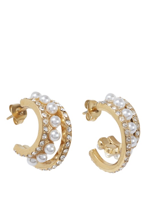 My Jewellery Earring strass/pearls - voorkant goud